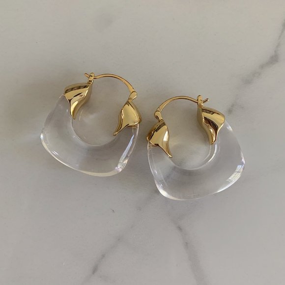 Statement Hoop Earrings, Chunky Hoop Earrings, Amber hoop Earrings - Picture 6 of 9